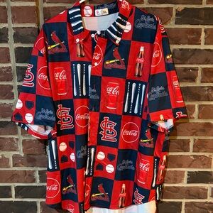 Coca Cola Red and Blue Cardinals Men's Button Down Shirt